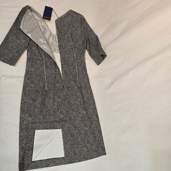 PIAZZA SEMPIONE Black/White Printed Dress Size Italian 44 US 8 Made Italy! NEW! - Picture 5 of 16